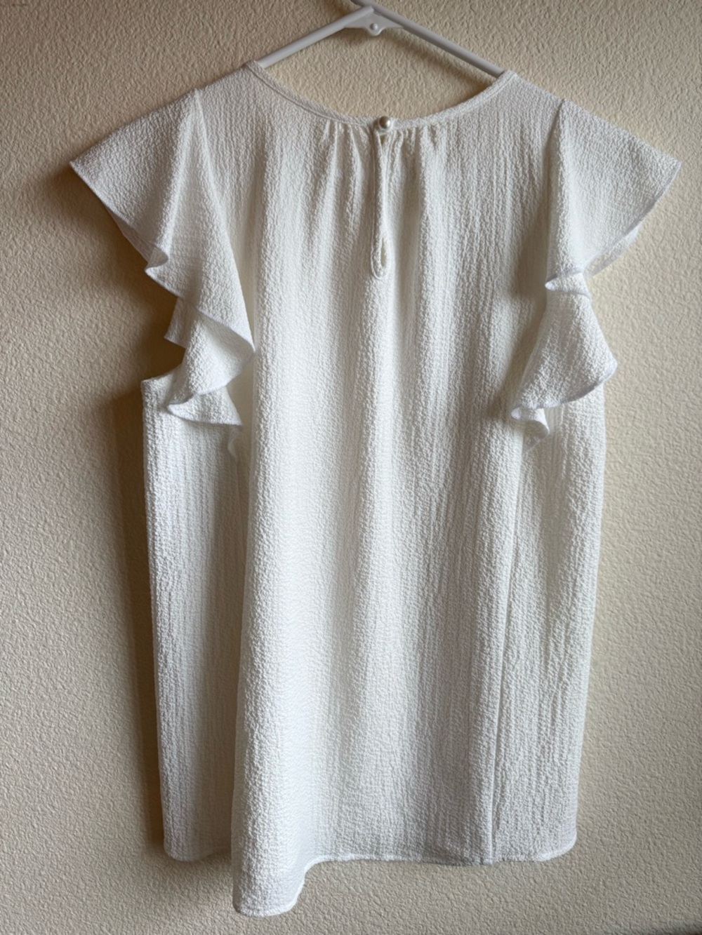 Zena Textured White Ruffle Sleeve Top - Picture 2 of 6